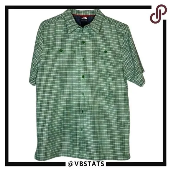 Medium North Face Green-White Plaid SS Shirt‎