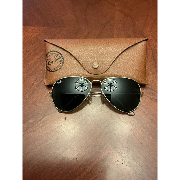 Ray-Ban RB3025 Aviator Sunglasses Gold Frame G-15 Green Lens 58-14 Case⁠ 18