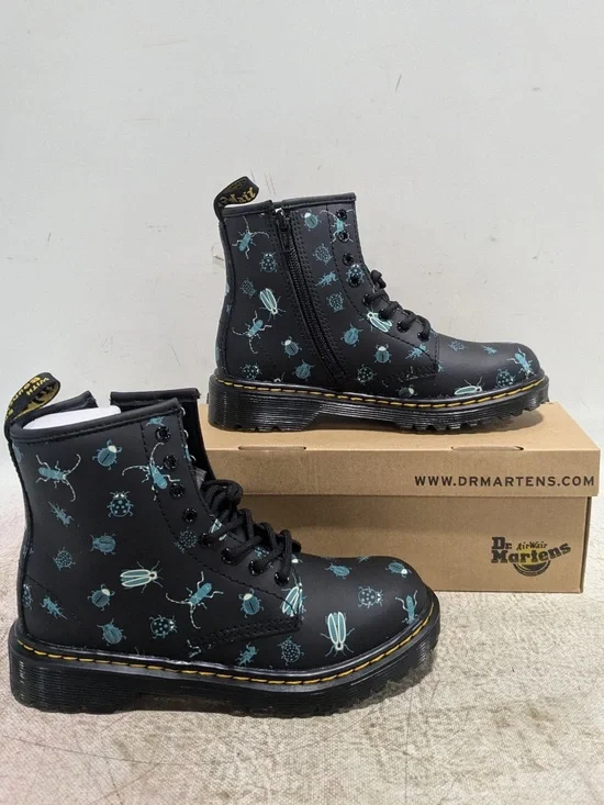 Dr. Martens Junior 1460 Woodland Bugs Glow in the Dark Boots Black    UK 1/US 2