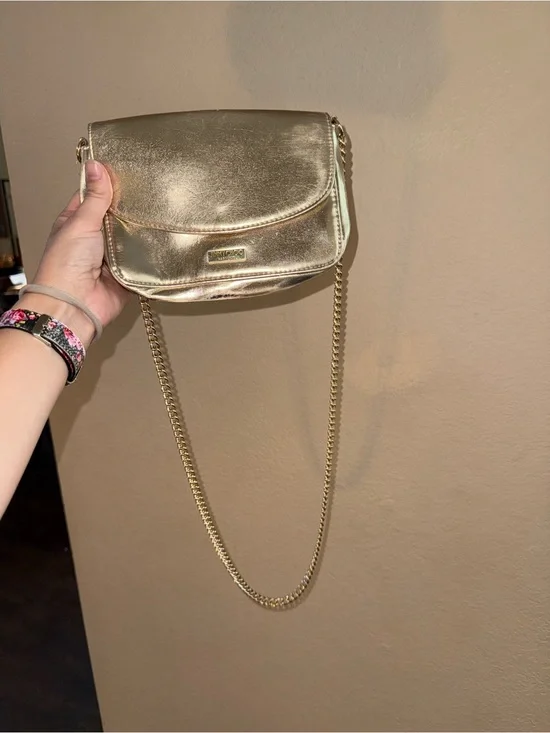 Jimmy Choo Metallic Gold Crossbody Bag with Chain Strap