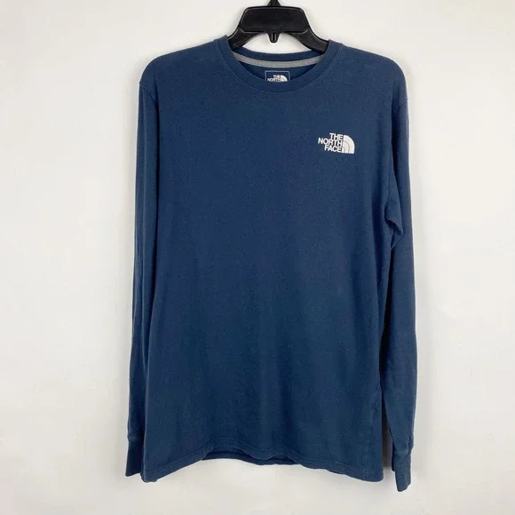 The North Face Mens S Navy Blue Long Sleeve Graphic T-Shirt Never Stop Exploring