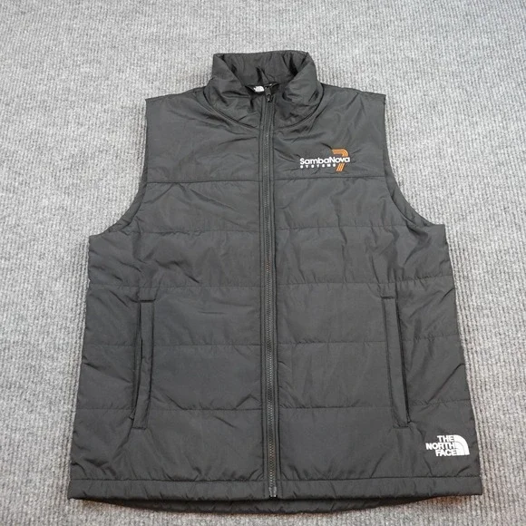 North Face Vest Mens Large Black Insulated Puffer Full Zip Logo Hiking