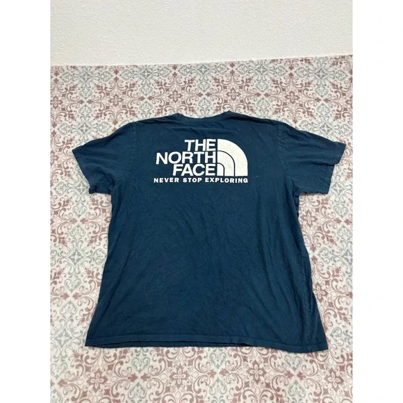 The North Face Mens XL Navy Blue Never Stop Exploring Graphic T-Shirt Logo Tee