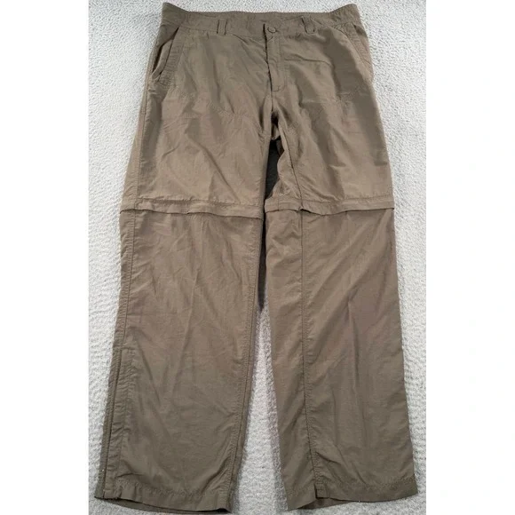 The North Face Pants Men's 38 Brown Convertible‎ Zip Off Hiking Cargo Nylon
