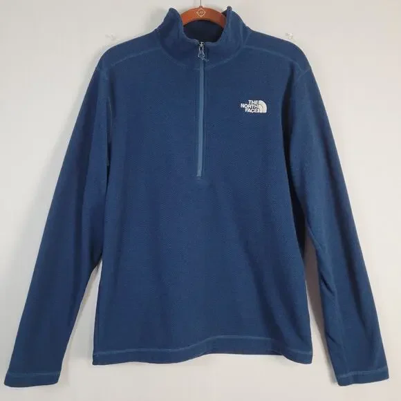 The North Face Textured Quarter Zip men's size M Blue Outdoor Hiking Classic