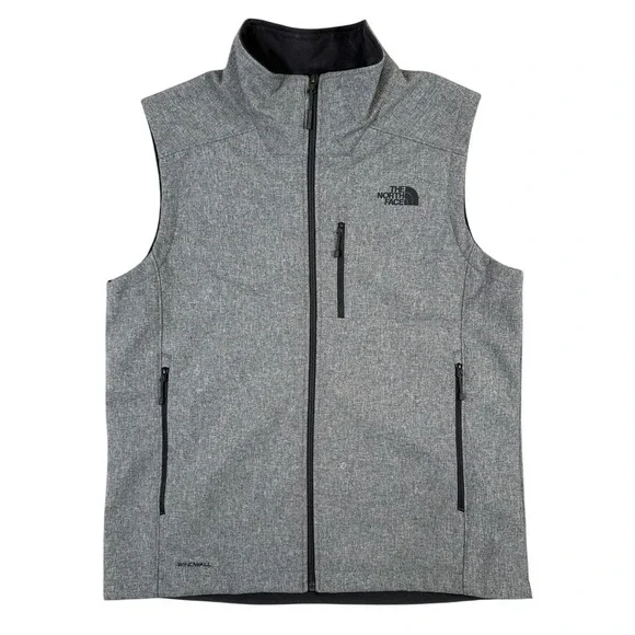 The North Face WindWall Softshell Vest Mens Large Grey Full Zip Fleece Lined