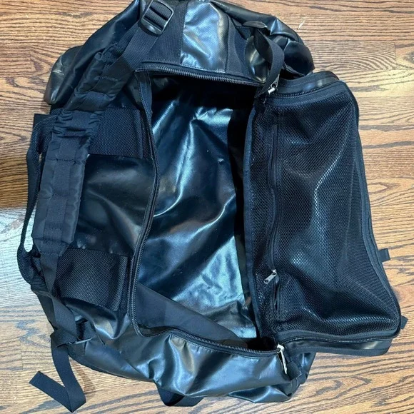 The North Face Base Camp Duffel Bag Large Black Yellow Backpack Straps 95L