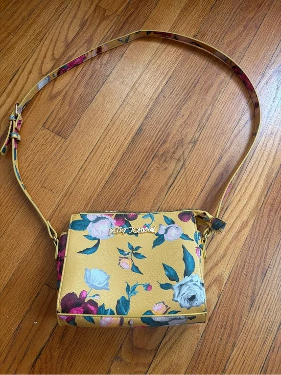 Betsey Johnson Yellow Floral Crossbody Camera Bag