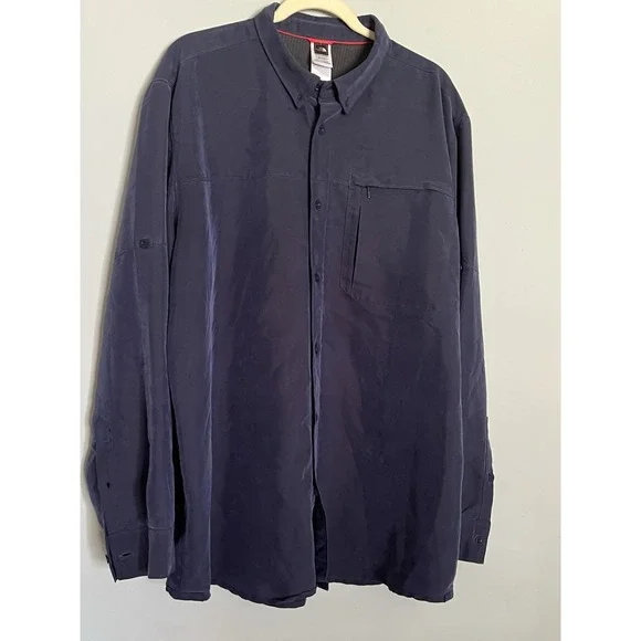 Vintage The North Face TekWare Men 2XL Roll Tab Sleeve Button Down Shirt Outdoor