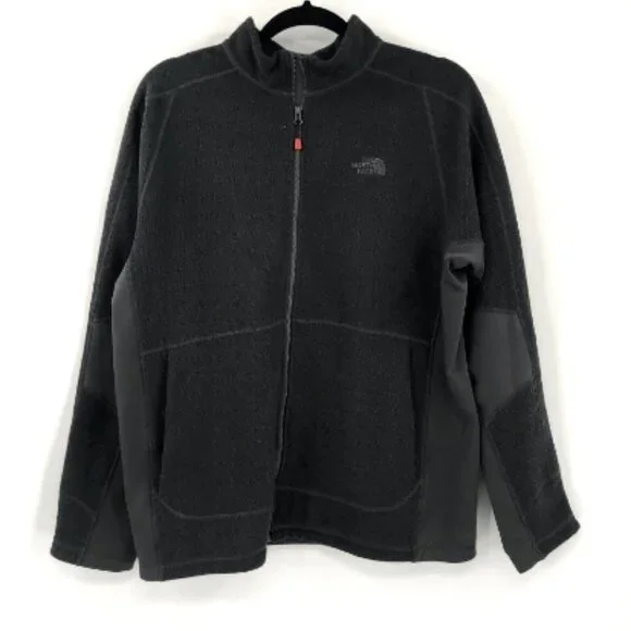 THE NORTH FACE Full Zip Sweatshirt Men L Grey Pockets Outdoor Active Layer Gray