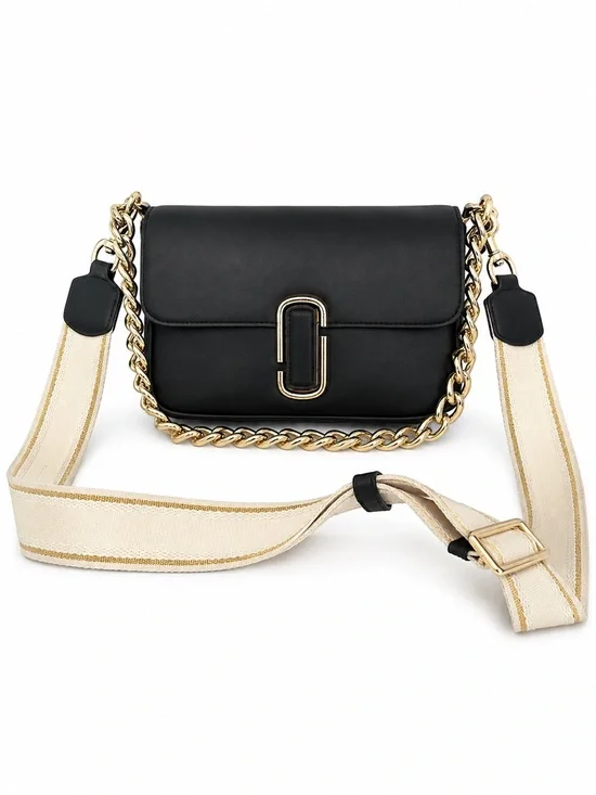 Marc Jacobs The J Marc Mini Black Leather Shoulder Crossbody Bag Chain Strap