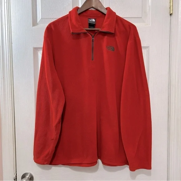 The North Face Quarter Zip Pullover Men's Polartec Red Orange Size XL