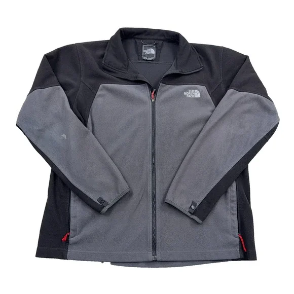 The North Face Jacket Men XL Gray Black Fleece Full Zip Interchange Bomber Adult
