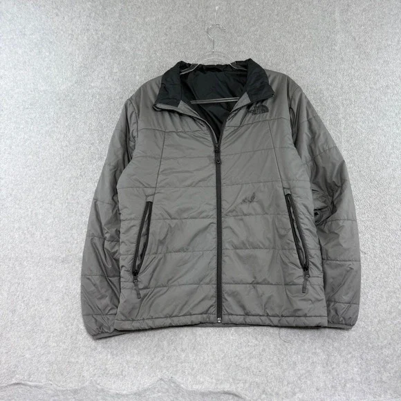 The North Face Puffer Jacket Mens Medium Grey Quilted Full Zip Lightweight