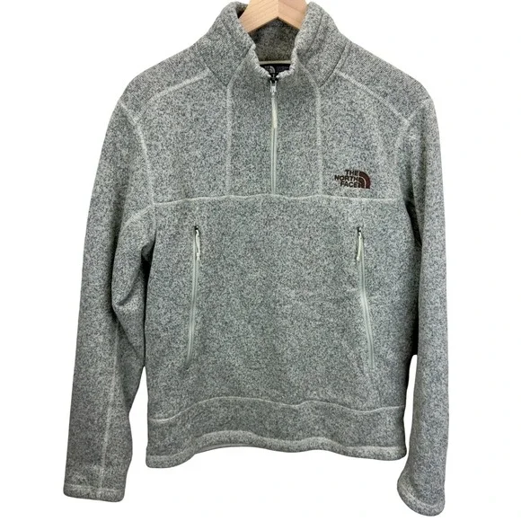 The North Face Gordon Lyons 1/4 Zip Fleece Pullover Grey Mens Size M Outdoors