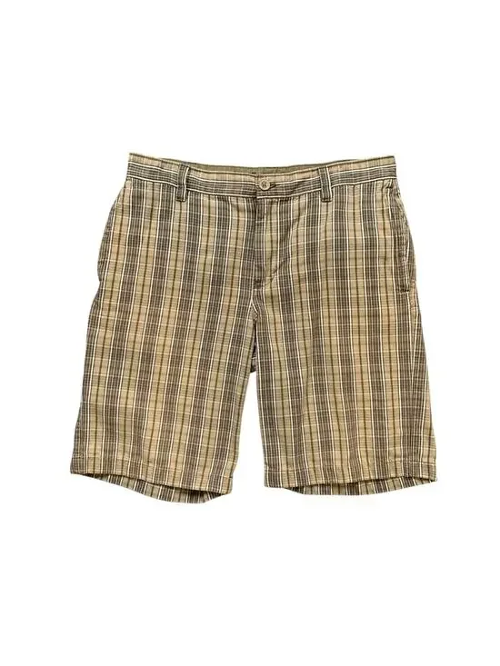 Vintage The North‎ Face Shorts Mens 31 Moss Green Plaid Cotton Twill Chino