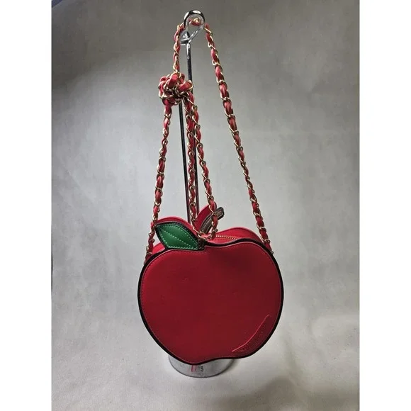 Torrid Red Apple Shape Crossbody  Purse  Handbag for Women Gold With Red Chain