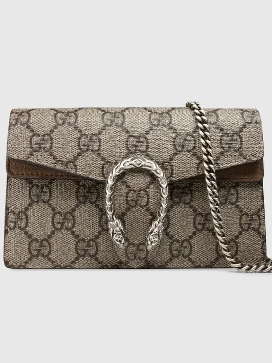 Gucci Beige Brown GG Supreme Dionysus Crossbody Bag