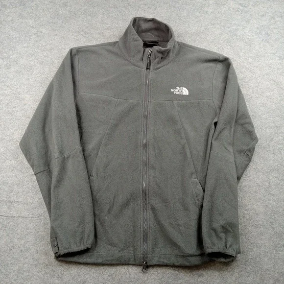 North Face‎ Jacket Mens Medium Gray Fleece Full Zip Windbreaker Coat Outdoor