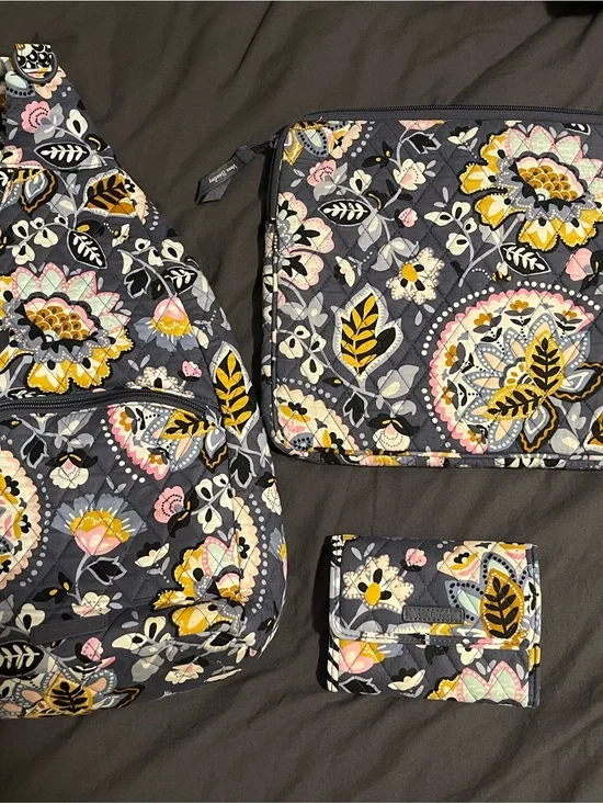 Vera Bradley Sling Backpack, Laptop Bag & Wallet Set