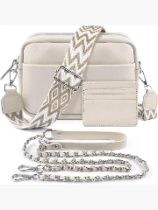 Leather Crossbody Bag Women Small Shoulder Purse Adjustable Strap 5 Pockets