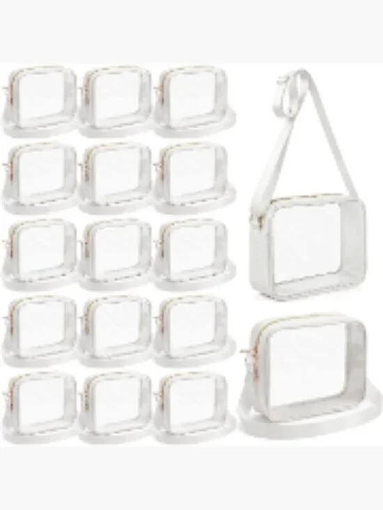 Clear Stadium Approved Crossbody Bags Bulk 16pk Adjustable Strap Transparent
