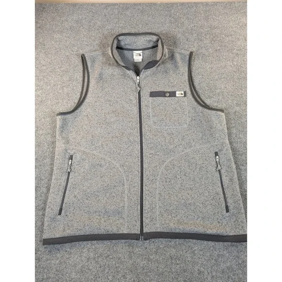 The North Face Gordon Lyons Fleece Vest Mens XL Gray Full Zip Sweater Vest #2406