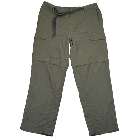 The North Face Convertible‎ Cargo Hiking Pants Mens XXL Olive Green Nylon Belted