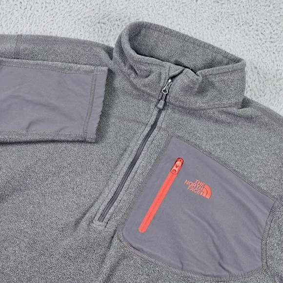 The North Face‎ Fleece Pullover Mens Large Gray Quarter Zip Chest Pocket Panels