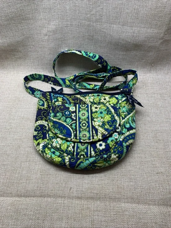 Vera Bradley Navy and Green Quilted Paisley Crossbody