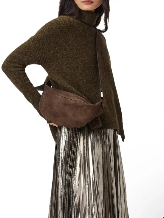 All Saints Brown Suede Crossbody Bag