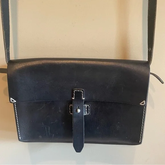 MADEWELL The Dover Black Leather Flap Crossbody