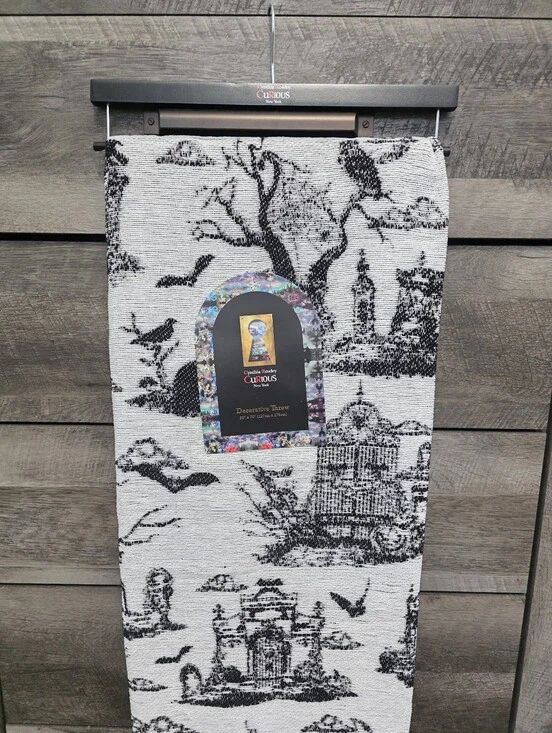 Cynthia Rowley Halloween Throw Blanket Haunted House Raven New