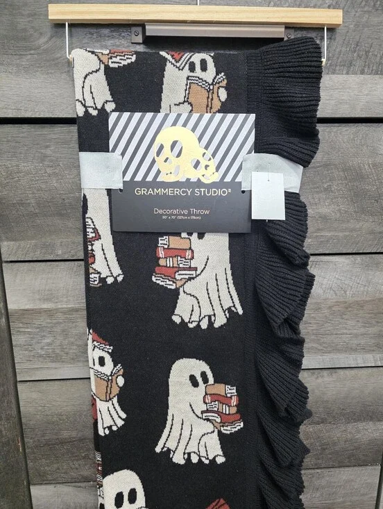 Grammercy Studio Halloween Ghost Reading Books Decorative Throw Blanket Viral