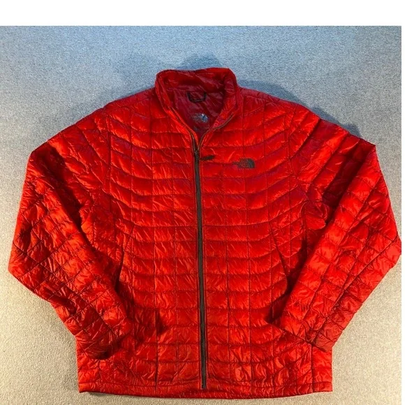 The North Face Mens Thermoball Eco Jacket Red Quilted Puffer Full Zip Large L