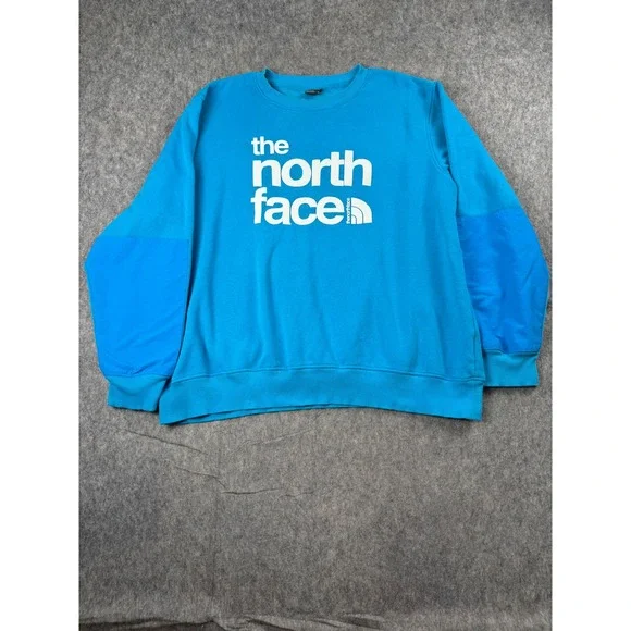 The North Face Sweatshirt Mens XXL Blue Cotton Fleece Pullover Logo Gorpcore XXL