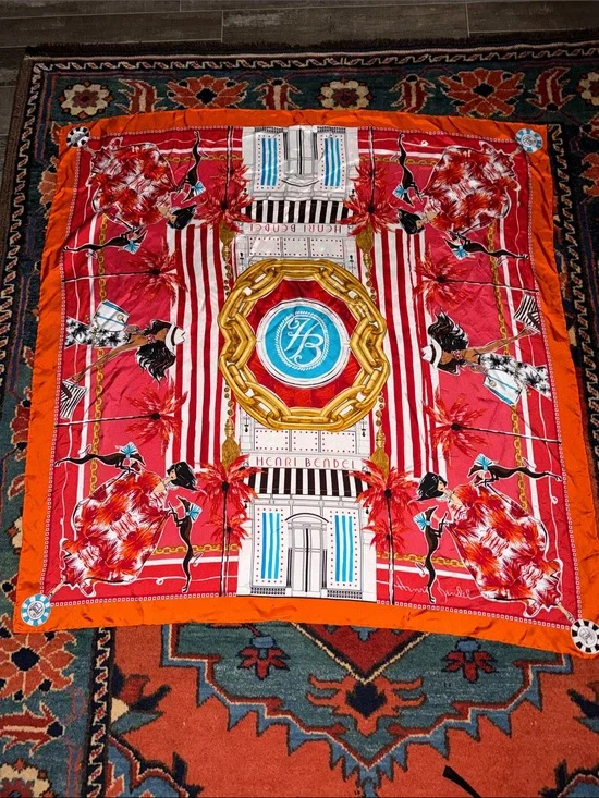 RARE Signed Henri Bendel ~ Izak Zeno Limited Edition Silk Scarf~ 