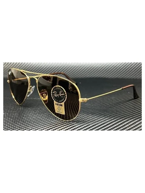 New Ray-Ban Men  Gold Sunglasses  58- 14- 135