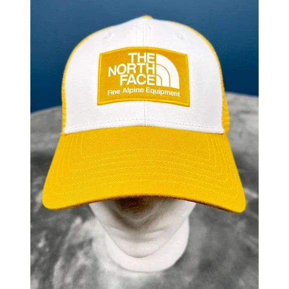 The North Face Mudder Trucker Hat Snapback White Yellow Fine Alpine Equipment