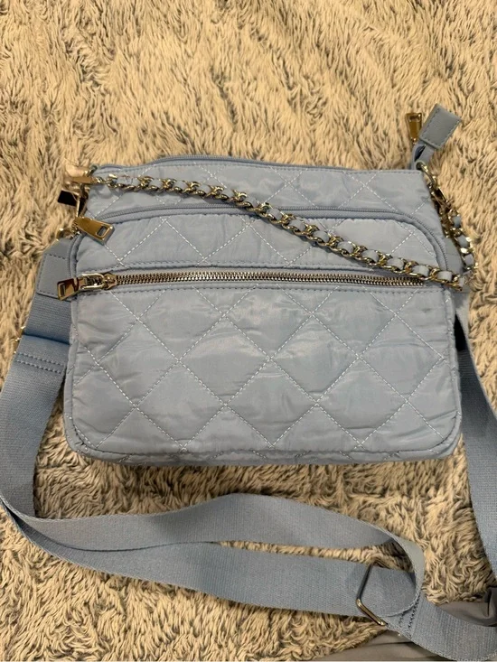 NWT INC International Concepts Quilted Light Blue Crossbody with Gold Chain
