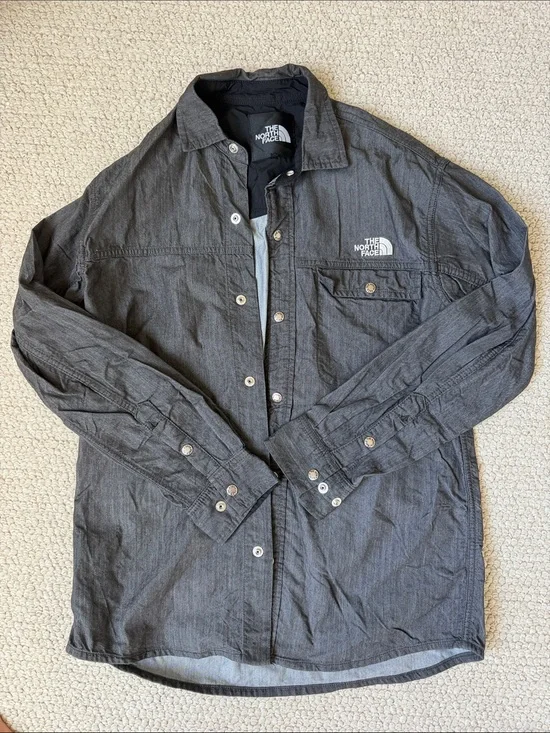 The North Face Men's Dark Gray Lightweight Button-Front Shirt Jacket Size S