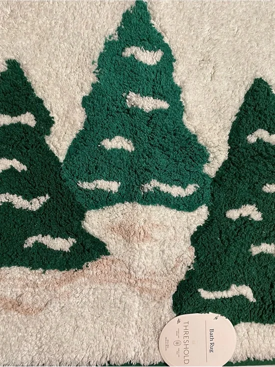 Threshold Green & Cream Christmas Tree Bath Rug New