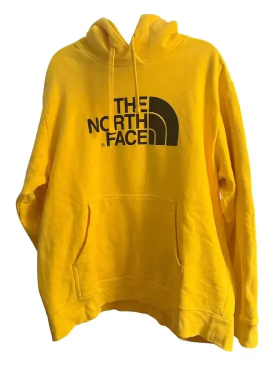 The North Face Mens XL Yellow Half Dome Logo Pullover Hoodie Sweatshirt