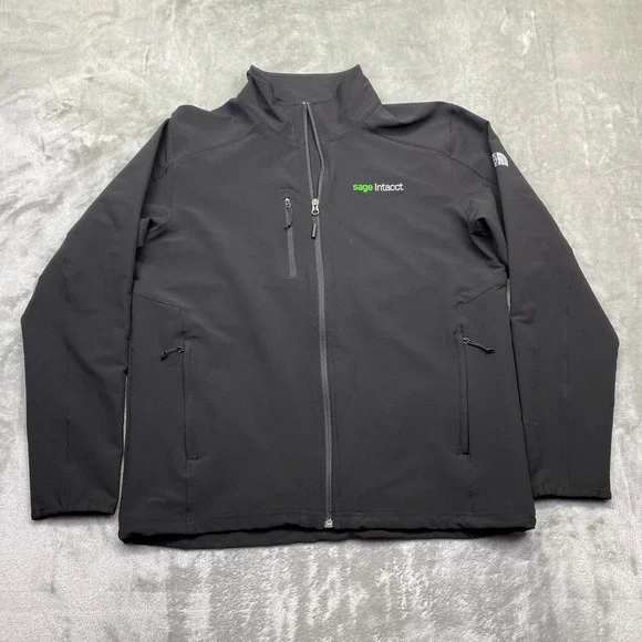 The North‎ Face Tech Stretch Softshell Jacket Black Windwall Mens L Sage Intacct