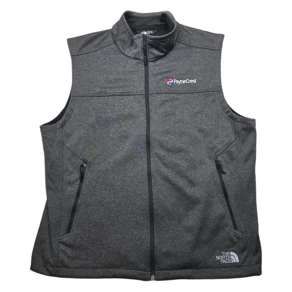 The North Face Windwall Vest Mens XL Charcoal‎ Grey Full Zip Co. Logo