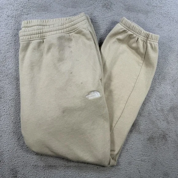 The North Face Sweatpants Mens 2XL Beige Fleece Drawstring Pocket Joggers