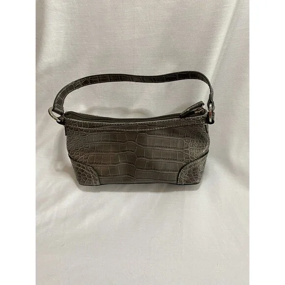 Tommy Hilfiger Small Bag Silver Purse Shoulder Bag Alligator Pattern