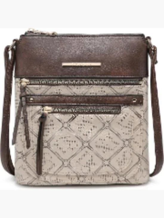 Women's Vegan Leather Crossbody Bag Adjustable Strap Multi Zipper Pockets