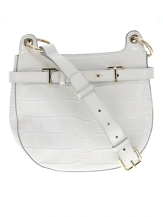 Ted Baker White Croc-Embossed Crossbody Bag with Gold Hardware