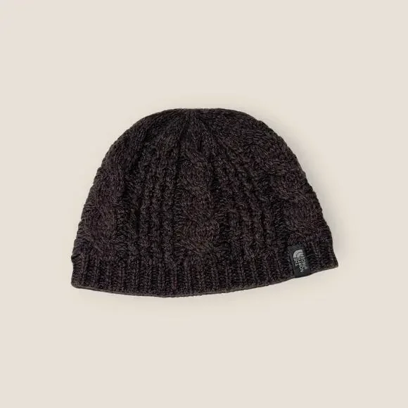 The North Face Womens Cable Knit Beanie Hat Purple One Size OS Fleece Lined